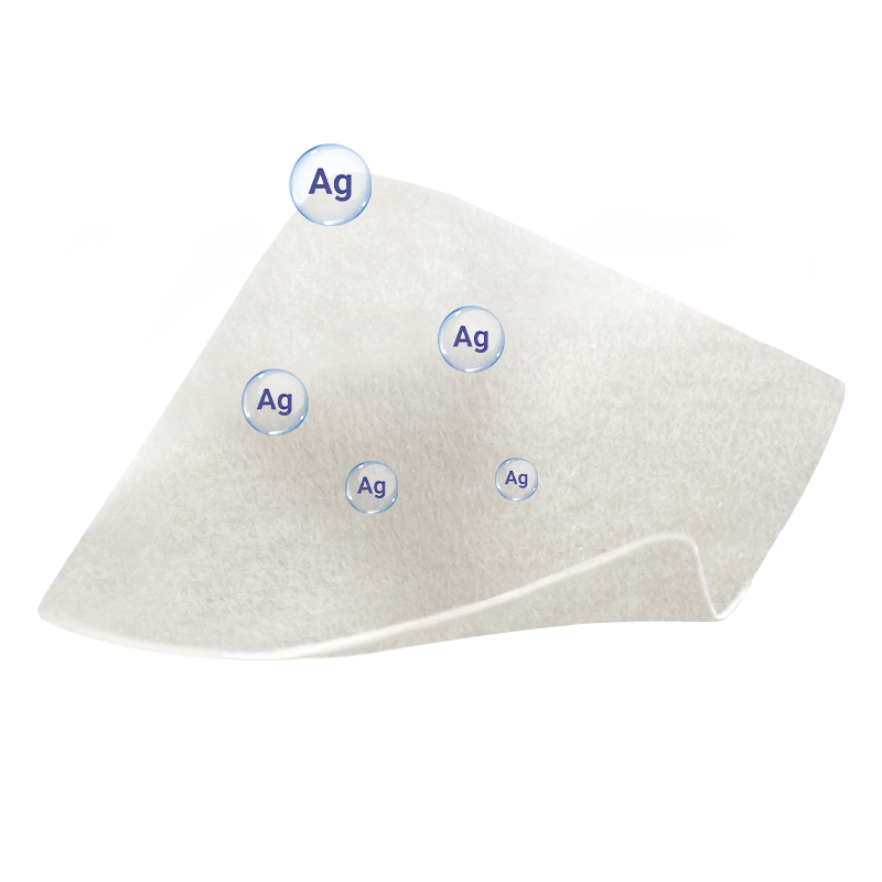 Unfolded Silver Hydrophilic Fiber Dressing showing soft, fibrous texture for high exudate absorption