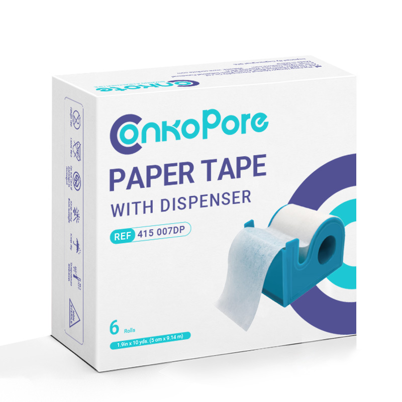 Packaging of Paper Medical Tape roll with built-in cutter for easy, safe wound dressing fixation