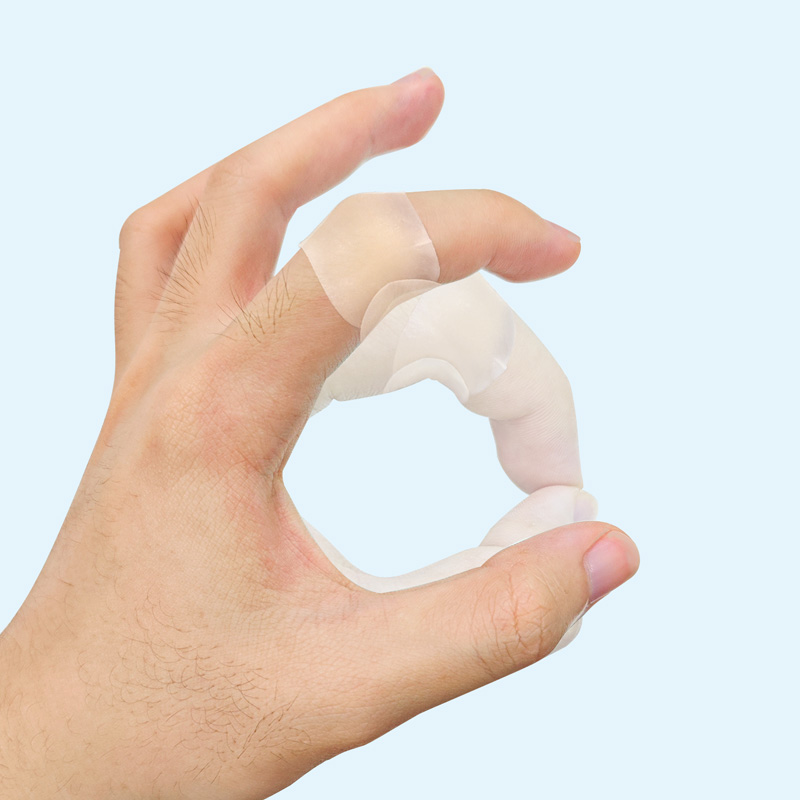 Close-up of Hydrocolloid Gel Bandage flexing with skin movement