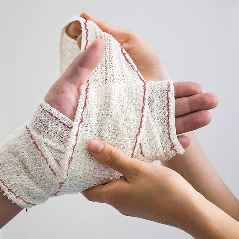 Elastic Crepe Bandage wrapped around an ankle or knee for compression support