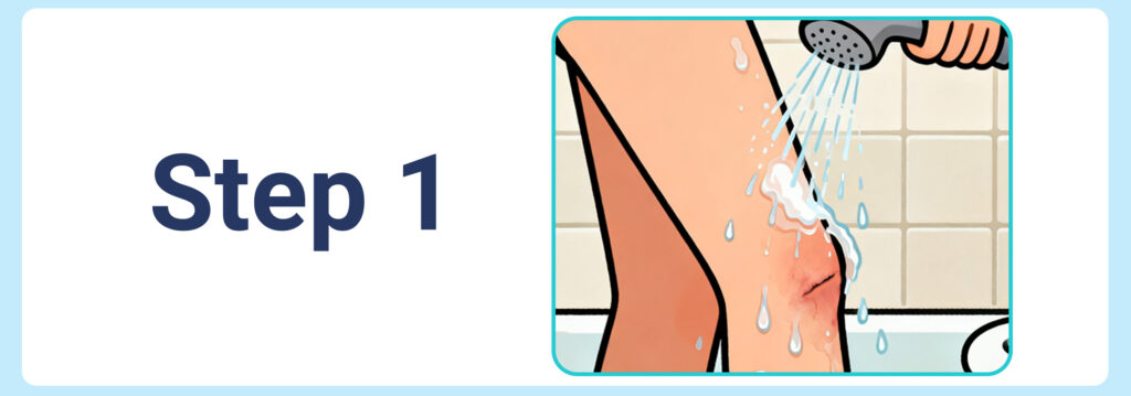 Cleaning and drying skin before applying medical tape