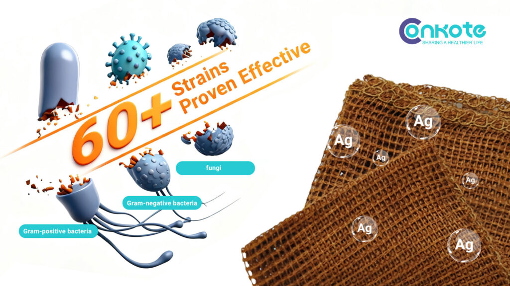 ConkoAg Nano-Silver Dressing kills bacteria and fungi illustration