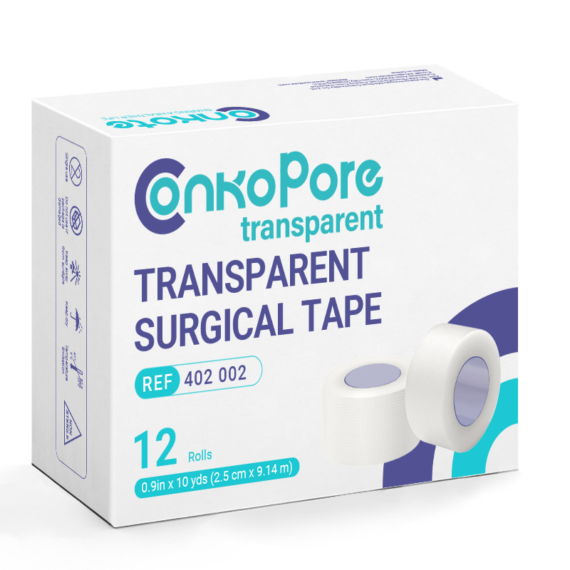 Transparent surgical tape for secure and waterproof fixation of medical dressings