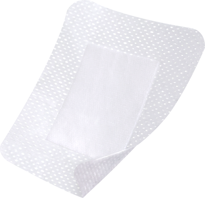 Conkote Non-woven Adhesive Wound Dressing with Pad applied on wound showing soft pad and self-adhesive non-woven border