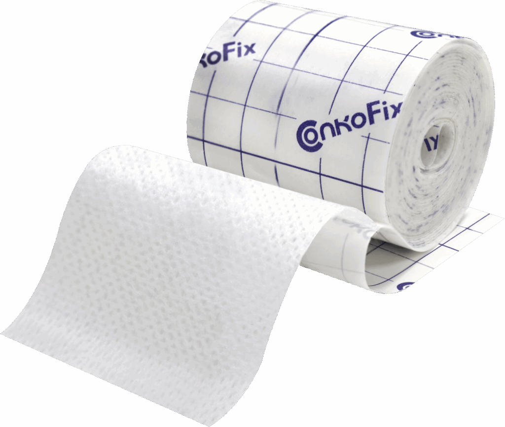 Conkote Non-woven Adhesive Wound Dressing Strip applied on skin showing soft, breathable, self-adhesive strip