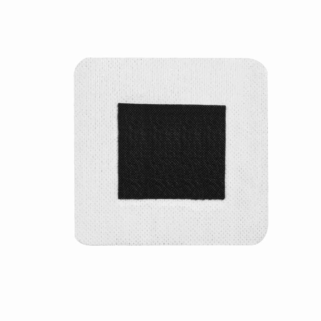 Conkote Activated Charcoal Dressing applied on wound showing black non-woven self-adhesive layer