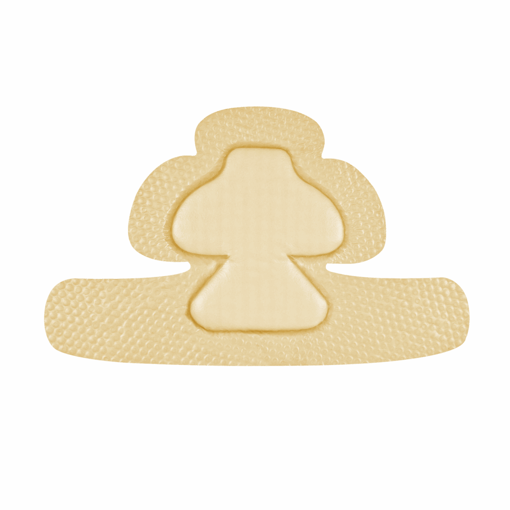 Conkote Foam Dressing with Silicone Adhesive Border applied on wound showing soft foam and gentle silicone edges